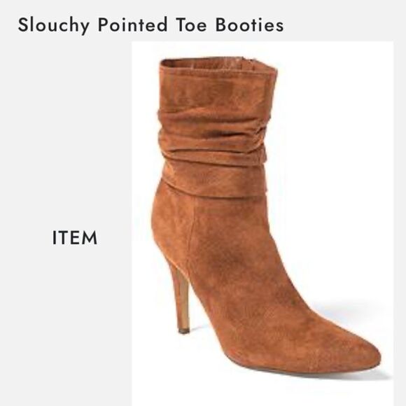 Slouchy Pointed Toe Booties Cognac 7.5 - Picture 3 of 7
